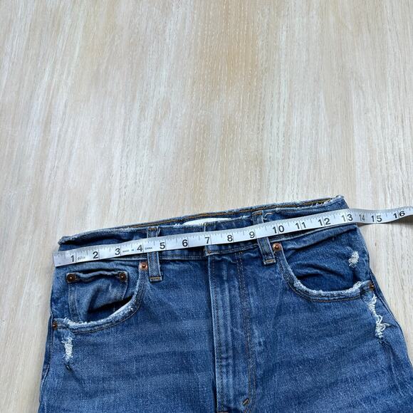 Abercrombie & Fitch 90s Ultra High Rise Straight Leg Blue Jeans Distressed 26 - Picture 7 of 14
